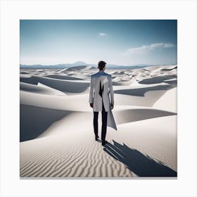 Man In A White Suit In The Desert Canvas Print