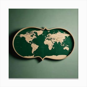 Default World Map In Green Art 2 Canvas Print