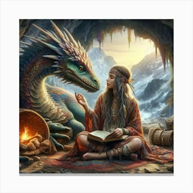 Dragon And A Woman 2 Canvas Print