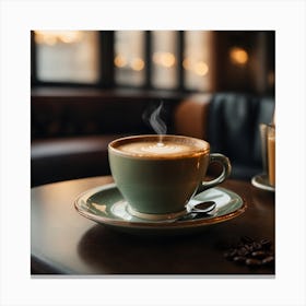 Latte In A Cafe Canvas Print