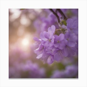 A Blooming Violet Blossom Tree With Petals Gently Falling In The Breeze Canvas Print