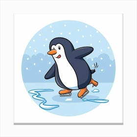 Penguin Ice Skating 3 Canvas Print