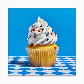 Cupcake Blue Checkerboard 1 Canvas Print