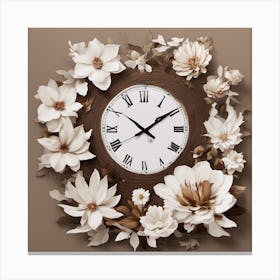 Clock With Flowers 2 Canvas Print