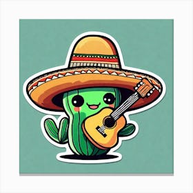 Cactus With Guitar 6 Canvas Print