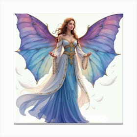 Gorgeous Enchantress With A Celestial Robe, Watercolor 1 Canvas Print