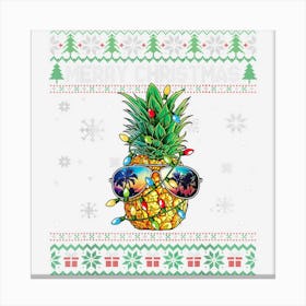 Pineapple Christmas Tree Lights Sunglasses Ugly Christmas Canvas Print