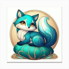 Nouveau style a little blue fox Canvas Print