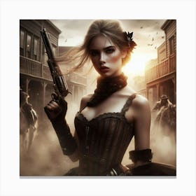 Sexy Girl With Guns Canvas Print