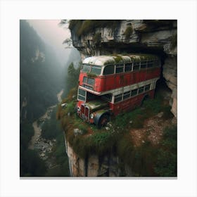 Abandoned Bus In A Cliff Canvas Print
