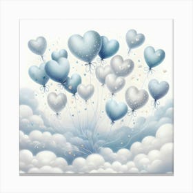 Heart Balloons In The Clouds Canvas Print