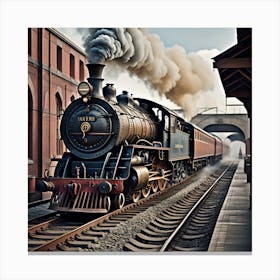 Steam train created using Imagine AI Art Canvas Print
