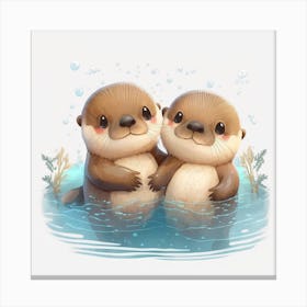 Cute Otters Canvas Print