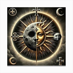 Sun, Moon And Stars Canvas Print