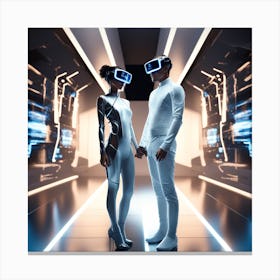 Futuristic Couple In Virtual Reality 1 Canvas Print