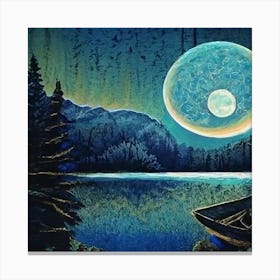 Moonlight Over The Lake Canvas Print