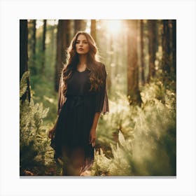 Beautiful Woman In The Forest 1 Canvas Print