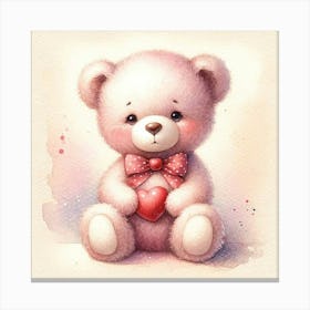 Teddy Bear With Heart Canvas Print