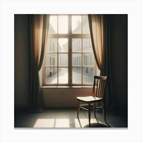 Empty Chair In Front Of Window Canvas Print