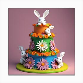 Daisy and Bunny Cake Canvas Print