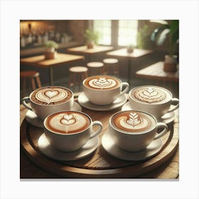 Coffee Cups With Latte Art Canvas Print