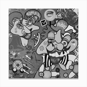 Abstract Figurative / Black & White / Zodiac Sign Capricorn / 40x40cm Canvas Print