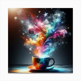 Coffee Cup With Colorful Smoke 1 Canvas Print