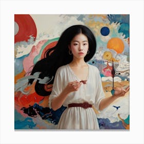 Girl With A Flower Canvas Print