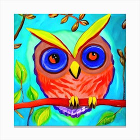 Cute Red Owl Painting Canvas Print