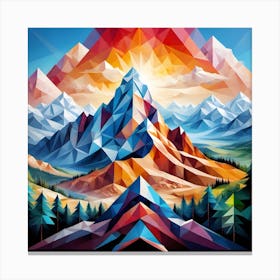Abstract Colourful Geometric Mountains Polygonal Mountain Painting Canvas Print