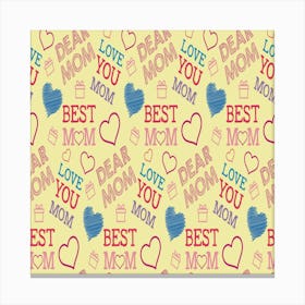 Love Mom Happy Mothers Day I Love Mom Graphic Pattern Canvas Print