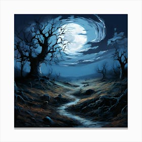 Full Moon In The Woods Canvas Print