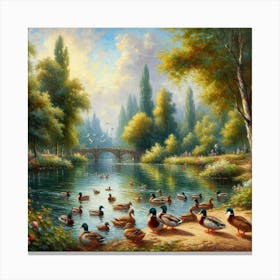 Ducks In The Park Canvas Print