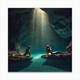 Two Naked Women In A Cave Canvas Print