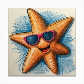 Starfish With Sunglasses 2 Canvas Print