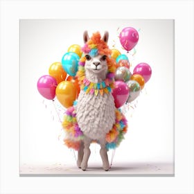 Llama With Balloons Canvas Print