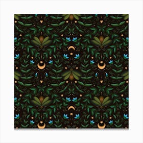 Night of Moons and Moths - seamless pattern Canvas Print