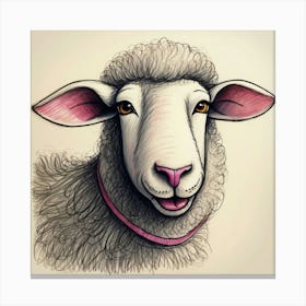 Sheep With A Pink Collar Canvas Print