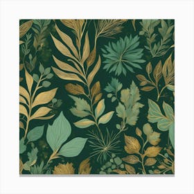 Gold And Green Leaves Canvas Print