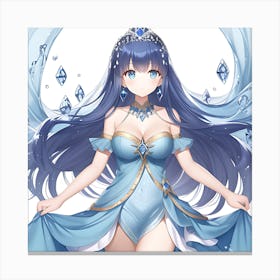Elemental Anime Girls: Water Goddess Canvas Print