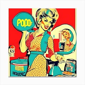 Vintage Housewife Retro 70s 50s Home Pop Art Print Drawing Zvcdv0ep Upscaled Canvas Print