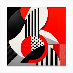 Abstract Geometric. Black and red circles and stripes Canvas Print
