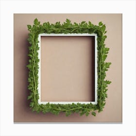 Frame With Green Leaves 14 Canvas Print