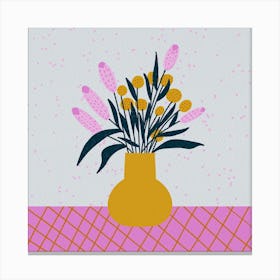 Abstract Flower Vase pink and yellow Canvas Print