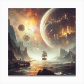 Spaceship In The Ocean Canvas Print