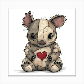 Patchwork Cartoon Baby Wombat 1 Canvas Print