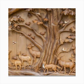 Wood Carving Of The Forest Canvas Print