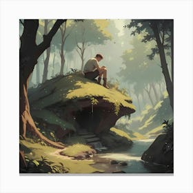 Boy In The Forest Canvas Print