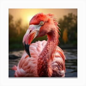 Flamingo At Sunset Canvas Print