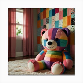 Rainbow Teddy Bear Canvas Print